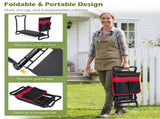 Black 2-in-1 Garden Folding Stool Kneeler, 300LBS Capacity & Built-in Tool Pouch, Comfortable EVA 65032449