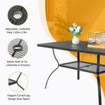 ZUN 60*38*28.5in Iron With Umbrella Hole Patio Bar Table Black 15801327