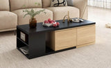 ZUN 47.2''-57''W Coffee Table with 2 Storage Drawers, Dual-tone Wood Center Table with 58937156