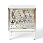 ZUN 22" 2-Drawers Pattern Mirror Glass Nightstand T3036P271830