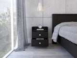 Aura Nightstand , End Table, Side Table Metal Handle, Two Drawers, Superior Top -Black B20091894