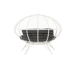 Galzed Black Fabric & White Wicker Patio Lounge Chair B2726P338653