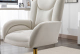 ZUN 005-Velvet Fabric 360 Swivel Home Office Chair With Gold Metal Base And Universal Wheels,Ivory 00123487