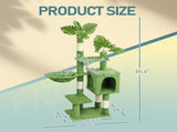 48in Plush Cat Tree with Leaves, Multi-level Cat Tower with Cat Condo, Cozy Hammock, Sisal 44394906