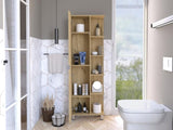Urano Mirror Linen Cabinet, Four Interior Shelves, Five External Shelves -Light Oak B07091989