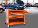 4 DRAWERS MULTIFUNCTIONAL TOOL CART WITH WHEELS-ORANGE W1102111135