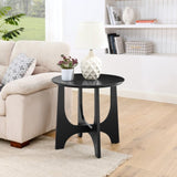 25" Round End Table, Wooden Side Table,Night Stand for Bedroom, Living Room ,Reception Room W1801109474