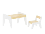 Kids Table Set with One Chair, Wooden Children Study Table, 2-8 Age Kids Funiture , WhiteNatural 21323294