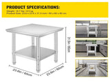 Stainless Steel Prep Table, 24 x 24 x 31 Inch, 700 lbs Capacity, Durable Metal Worktable with 77885021
