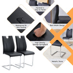 ZUN Black PU Dining Chair Set.Uniquely designed black dining chairs. PU material, paired with silver W2920P225022