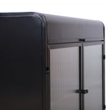 Modern Sideboard Buffet Cabinet with Tempered Figured Glass Doors, Flip Top, Inner Shelves, Metal W3122P272901