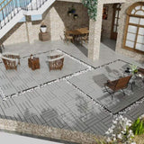 Patio Floor Tiles Pack of 22 WPC Wood-Plastic Composite Patio Deck Tiles DIY Interlocking Decking W206P201286