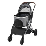 ZUN Pet Stroller 3 in 1, Folding Lightweight Dog Stroller with Detachable Carrier & Storage Basket, 4 99473403