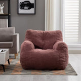 010-Soft Teddy Fabric Tufted Foam Bean Bag Chair With Teddy Fabric Bean Paste Red W52753863