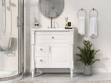 36" Bathroom Vanity with Sink, Freestanding Bathroom Cabinet with Ceramic Basin, Flip Drawer, N725P356064K