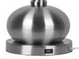Jules 30.25" Contemporary Metal Table Lamp in Brushed Nickel with White Linen Shade and Built-In USB B202P224212