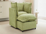 Modern Armchair Sofa 47" Cozy Upholstered Sofa Chair with Movable Ottoman, Wide Seat, Curved N719P292695F