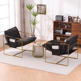 2 Chairs in 1 Box, Upholstered Hanging Armchair with Arm PocketsMetal frame, gold-plated W1901P147317