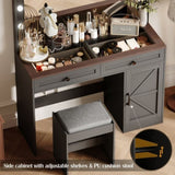 43.4"Makeup Vanity Table, Makeup Table with Large Mirror and 11 LED Light , Brightness Adjustable, W2386P199525