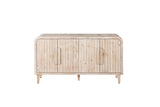 59'' Farmhouse Curved Vintage Storage Sideboard with Large Wooden Handles, Vertical Wood Grain W1445P214051