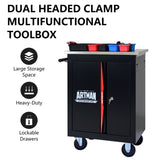 ZUN DOUBLE-DOOR CLAPBOARDl MULTI-FUNCTION TOOL CART--BLAK&RED W1102P245240