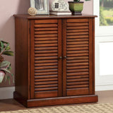 Shoe Cabinet with 5 Shelves and Louvered Doors, Oak B016P356006