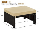 2PCS Wicker Ottomans with Removable Cushion for Patio, Brown/Khaki 58648210