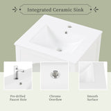 20" Bathroom Vanity with Sink, Bathroom Cabinet with Soft Closing Glass Door, A Drawer, White N725P185457K