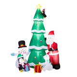 7.5FT Lighted Christmas Inflatable Decoration, Inflatable Christmas Tree with Santa and Snowman, 00586635