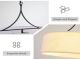 Modern 3-Light Fabric Pendant Light, Black Adjustable Drum Chandelier, Matte Black Fabric Shade W1367P460380