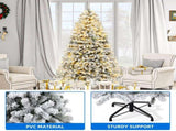 6ft Snow Flocked Artificial Christmas Tree with 250 Lights, 800 Branch 02576508