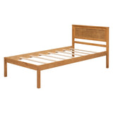 Platform Bed Frame with Headboard , Wood Slat Support , No Box Spring Needed ,Twin,Oak WF212811AAN