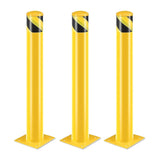 ZUN Safety Bollard Post, 36 Inch Height Steel Bollards, 4.5 Inch Diameter Parking Bollard, Yellow Powder 22986142