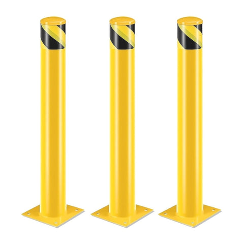 ZUN Safety Bollard Post, 36 Inch Height Steel Bollards, 4.5 Inch Diameter Parking Bollard, Yellow Powder 22986142