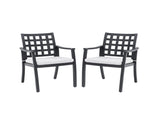 Modern Classic Cast Aluminum Outdoor Patio 2-Piece Dining Chairs, Textured Ember Black Finish, W1886P271053