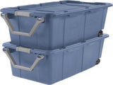 40 Gallon Durable Plastic Storage Tote with Latching Lid and Pull Handle, Blue, 2 Pack 78719093