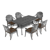 ZUN L59.05*W35.43-inch Cast Aluminum Patio Dining Table with Black Frame and Umbrella Hole W1710P166013