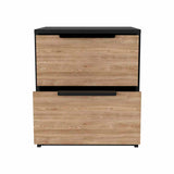Modern Nightstand 19" H, Two Drawers, Black / Pine B097132980