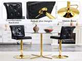 A set of 2 black vintage crocodile leather lift bar chairs, featuring crystal clasp design and W3875P371071