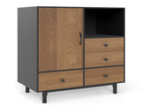 Mid-Century Modern 4-Drawer Sideboard Buffet Cabinet with Storage - Black 41784280