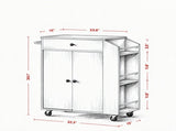 White Rolling Kitchen Island Cart with Tabletop, Storage Cabinet, Drawer, Spice Rack & Towel Bar for 04159497