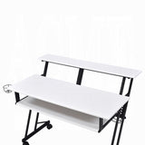 Music Recording Studio Desk with Keyboard Tray, White and Black B016P312638