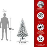 Artificial 4ft Flocked Christmas Tree with 233 PVC Branch Tips, Round head, Foldable Base for Indoor 42034879