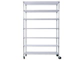 7 Tier Metal Wire Shelving Unit, 2450lbs Heavy Duty Adjustable Storage Rack with Wheels & 34409341