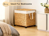 Laundry Hamper with Lid and Wheels, Woven Natural Water Hyacinth Rolling Laundry Hamper 43641867