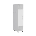 ZUN Cluster 63" Tall Wardrove One-Door Cabinet with Mirror, Three Shelves, Casters and Hanging Rod, B070P210732