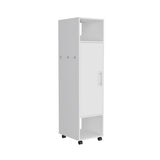 ZUN Cluster 63" Tall Wardrove One-Door Cabinet with Mirror, Three Shelves, Casters and Hanging Rod, B070P210732