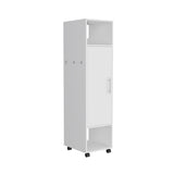 Cluster 63" Tall Wardrove One-Door Cabinet with Mirror, Three Shelves, Casters and Hanging Rod, B070P210732