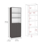 ZUN Home 2-Door Bookcase, Modern Storage Unit with Dual Doors and Multi-Tier Shelves -Matt Gray / White B200137837