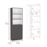 ZUN Home 2-Door Bookcase, Modern Storage Unit with Dual Doors and Multi-Tier Shelves -Matt Gray / White B200137837